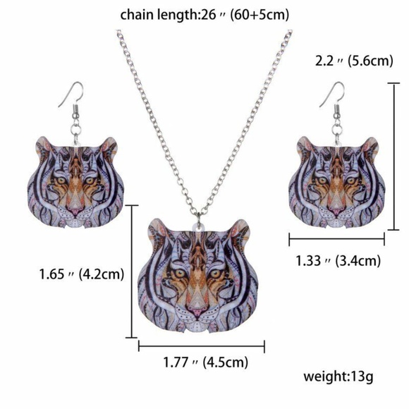 Tiger Necklace and Earrings Set - Brand New With Tags - Fashion Jewelry - Picture 2 of 6